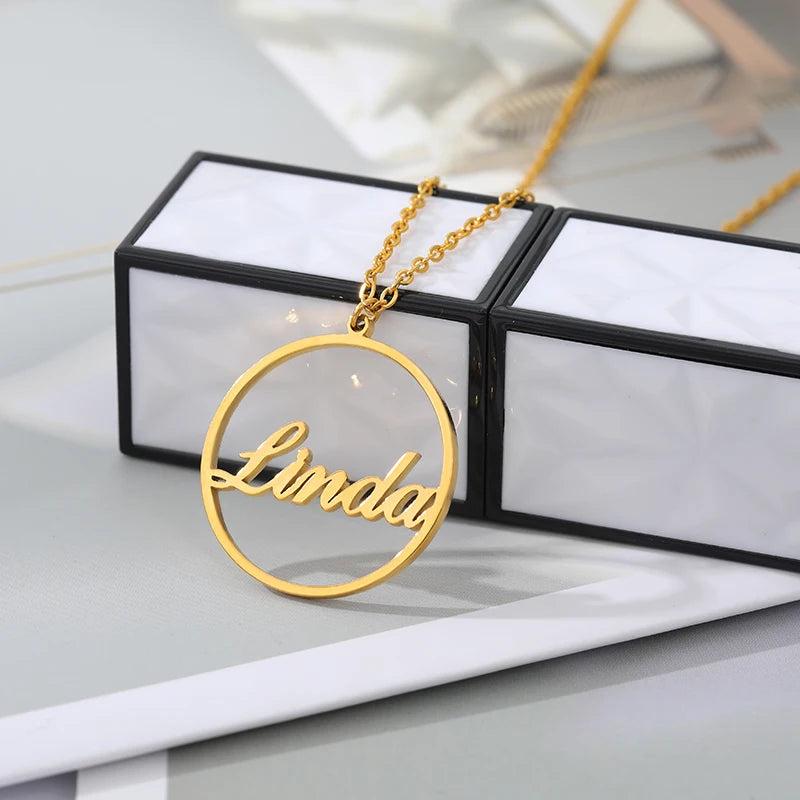 Personalized Eternity Circle Name Charm Necklace for Women
