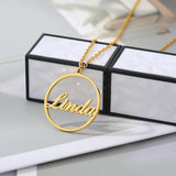 Personalized Eternity Circle Name Charm Necklace for Women