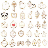 30pcs Enamel Charms Pendants Mixed Flower Animal Star Alloy Earrings Jewelry