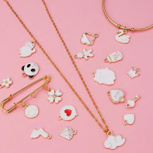 30pcs Enamel Charms Pendants Mixed Flower Animal Star Alloy Earrings Jewelry