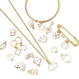 30pcs Enamel Charms Pendants Mixed Flower Animal Star Alloy Earrings Jewelry