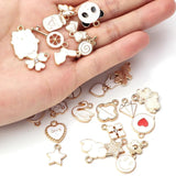 30pcs Enamel Charms Pendants Mixed Flower Animal Star Alloy Earrings Jewelry