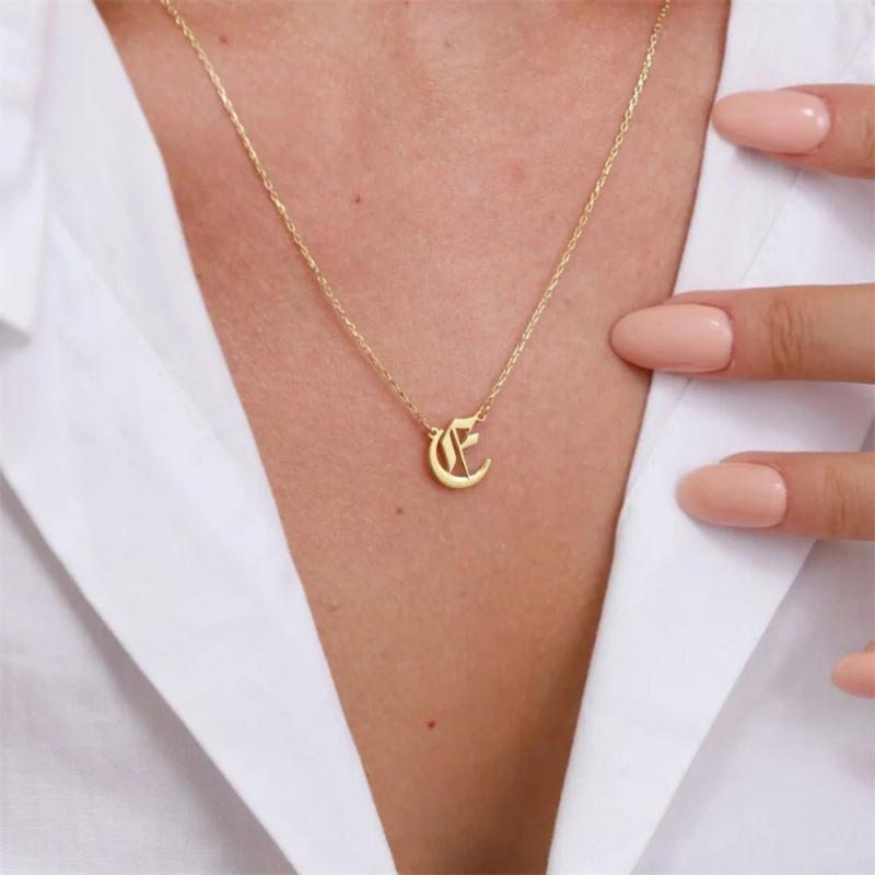 Custom Initial Necklace Stainless Steel A-Z Pendant Choker