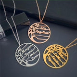 Tree of Life Name Necklace Stainless Steel Family Pendant Jewelry