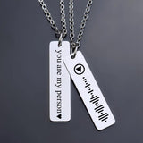 Music Code Necklace Engraved Letters Text Square Pendant Necklace