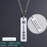 Music Code Necklace Engraved Letters Text Square Pendant Necklace