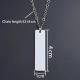 Music Code Necklace Engraved Letters Text Square Pendant Necklace