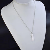 Music Code Necklace Engraved Letters Text Square Pendant Necklace