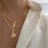 Capital Initial Necklace Stainless Steel Chain A-Z Old English Letter Pendant