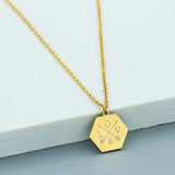 Custom Hexagon Necklace with 4 Initials Stainless Steel Charms