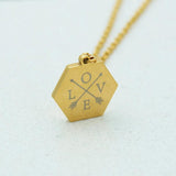 Custom Hexagon Necklace with 4 Initials Stainless Steel Charms