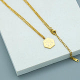 Custom Hexagon Necklace with 4 Initials Stainless Steel Charms