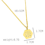 Custom Hexagon Necklace with 4 Initials Stainless Steel Charms