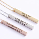 Personalized 3D Bar Name Necklace Stainless Steel Chain Men/Women