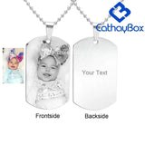 Personalized Photo Engrave Pendant Dog Tag Keychain Necklace Gift