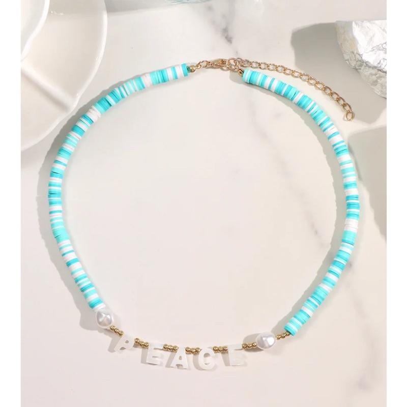 Personalized Name Pearl Shell Beaded Choker Necklace For Women