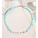 Personalized Name Pearl Shell Beaded Choker Necklace For Women
