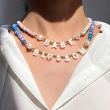 Personalized Name Pearl Shell Beaded Choker Necklace For Women