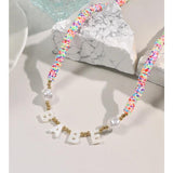 Personalized Name Pearl Shell Beaded Choker Necklace For Women