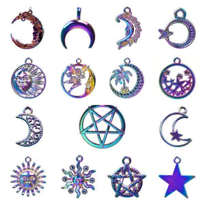 5pcs Star Sun Moon Charms Pendant Rainbow Accessories for Jewelry Making