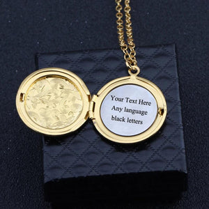 Engraved Round Photo Box Pendant Personalized Necklace