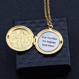 Engraved Round Photo Box Pendant Personalized Necklace