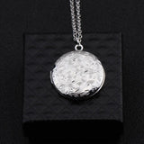 Engraved Round Photo Box Pendant Personalized Necklace