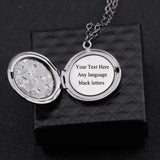 Engraved Round Photo Box Pendant Personalized Necklace