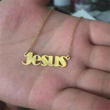 Stainless Steel Christ Jesus Letter Necklace Ankh Cross Pendant