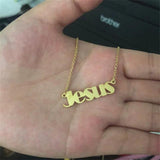 Stainless Steel Christ Jesus Letter Necklace Ankh Cross Pendant