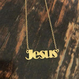 Stainless Steel Christ Jesus Letter Necklace Ankh Cross Pendant