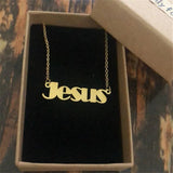 Stainless Steel Christ Jesus Letter Necklace Ankh Cross Pendant