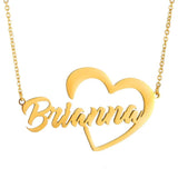 Stainless Steel Heart Necklace Personalized Nameplate Choker Jewelry