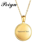 Personalized Coin Necklace Engraved Text Round Pendant Silver Jewelry