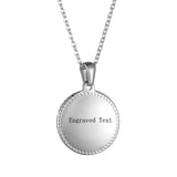Personalized Coin Necklace Engraved Text Round Pendant Silver Jewelry