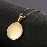 Personalized Coin Necklace Engraved Text Round Pendant Silver Jewelry
