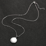 Personalized Coin Necklace Engraved Text Round Pendant Silver Jewelry