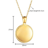 Personalized Coin Necklace Engraved Text Round Pendant Silver Jewelry