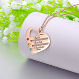 Personalized Birthstone Heart Necklace Stainless Steel Love Pendant