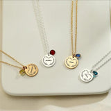 Personalized Engraved Baby Name Pendant Necklace Birthstone Gemstone