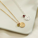 Personalized Engraved Baby Name Pendant Necklace Birthstone Gemstone