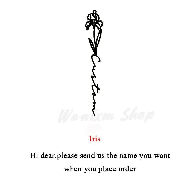 Personalized Name Necklace with Flower & Birth Month - Handwriting Style