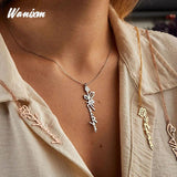 Personalized Name Necklace with Flower & Birth Month - Handwriting Style
