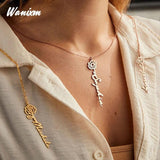 Personalized Name Necklace with Flower & Birth Month - Handwriting Style
