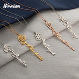 Personalized Name Necklace with Flower & Birth Month - Handwriting Style