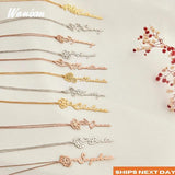 Personalized Name Necklace with Flower & Birth Month - Handwriting Style