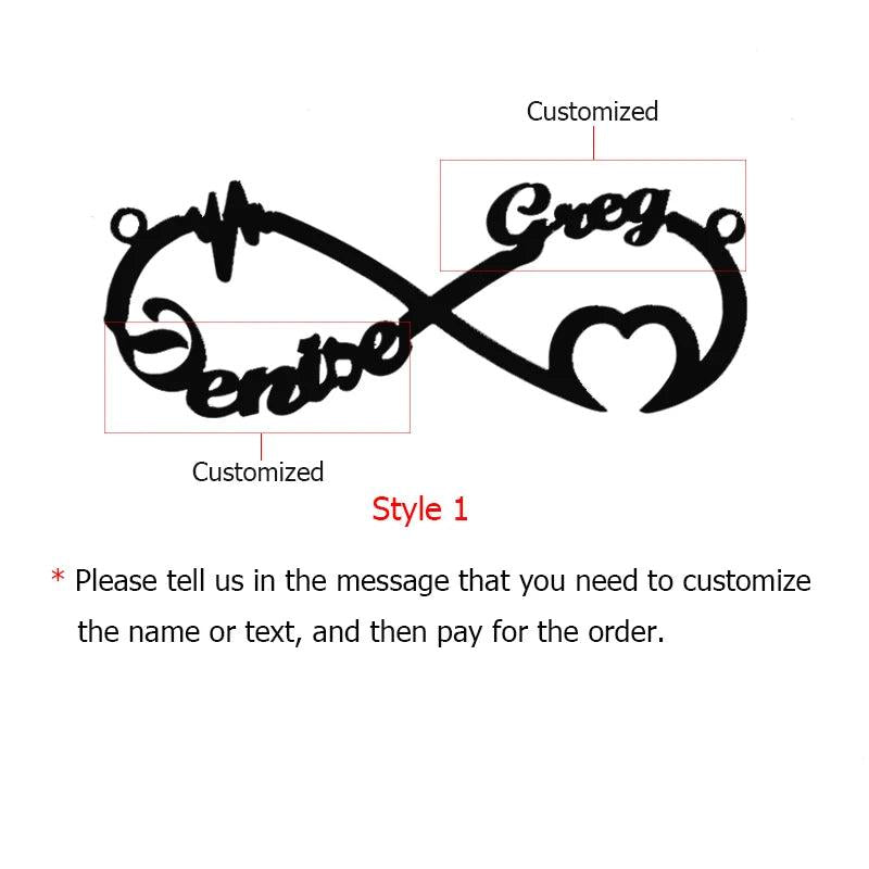 Infinite Shape Name Necklace Silver Stainless Steel Pendant Necklace