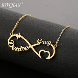 Infinite Shape Name Necklace Silver Stainless Steel Pendant Necklace