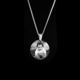 Engraved Photo Name Necklace Round Keepsake For Women Men