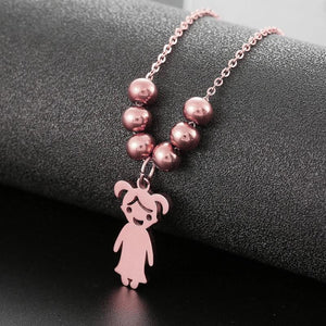Personalized Name Necklace Stainless Steel with Engraved Beads - Father's Gift